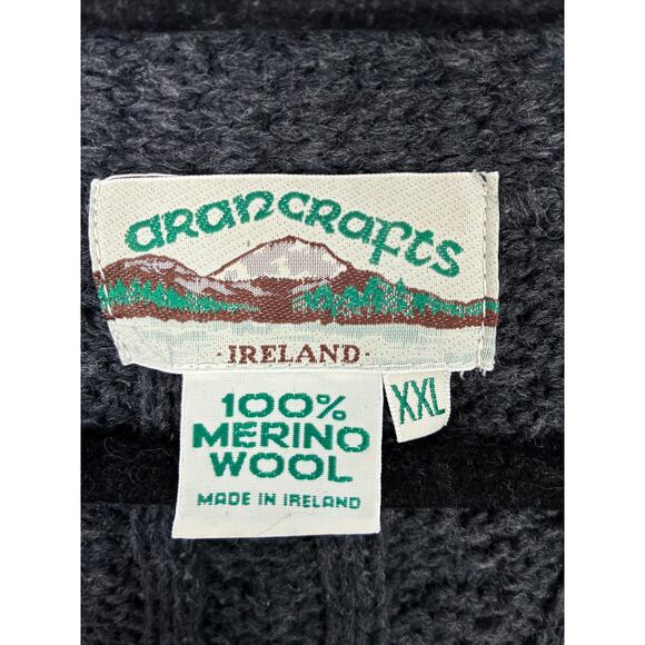 Aran Crafts 100% Merino Wool Sweater Vest Womens XXL Gray Cable Knit Fisherman - Picture 4 of 6